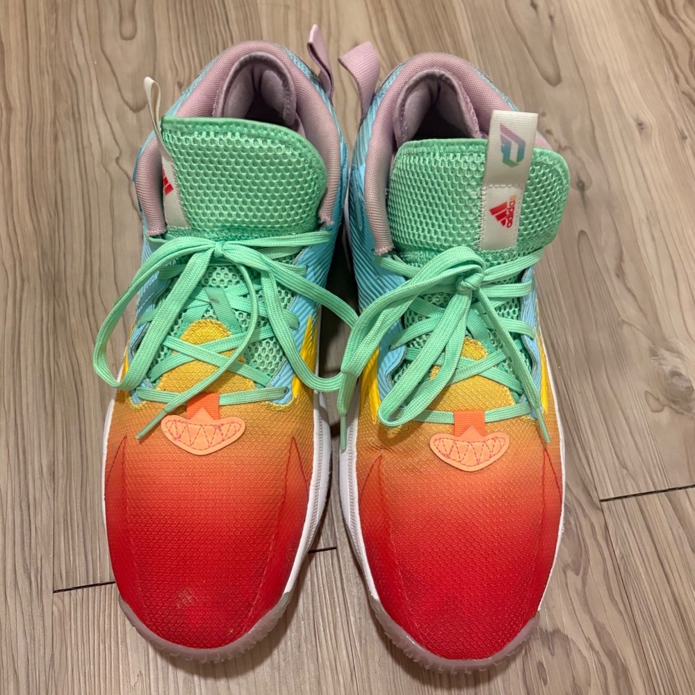 Adidas Dame 8 Signal Cyan Rainbow Basketball Shoes Mens 13 GY0383